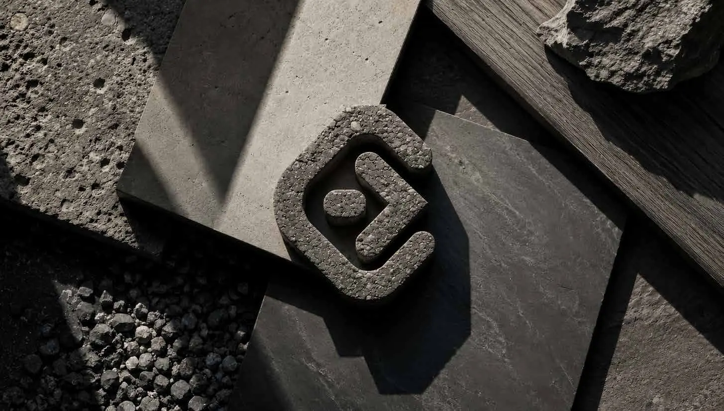Le logo Le Groupe C coulé dans le béton